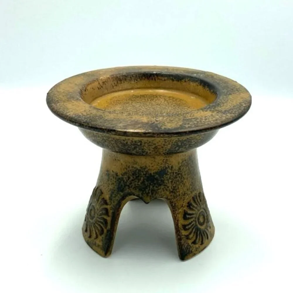 Vtg Art Pottery Candle Holder Made in Japan Holds 3